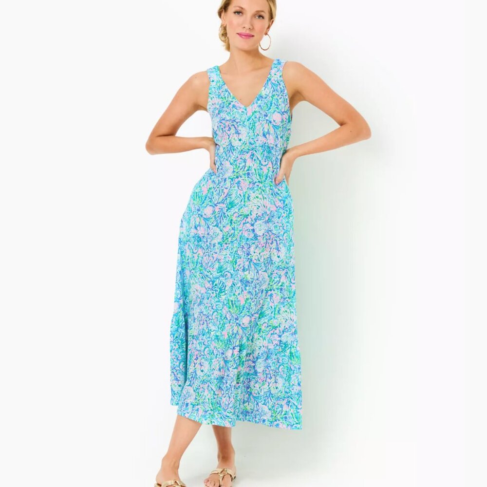 Lilly Pulitzer Madsen V-Neck Midi Dress Soleil It on Me